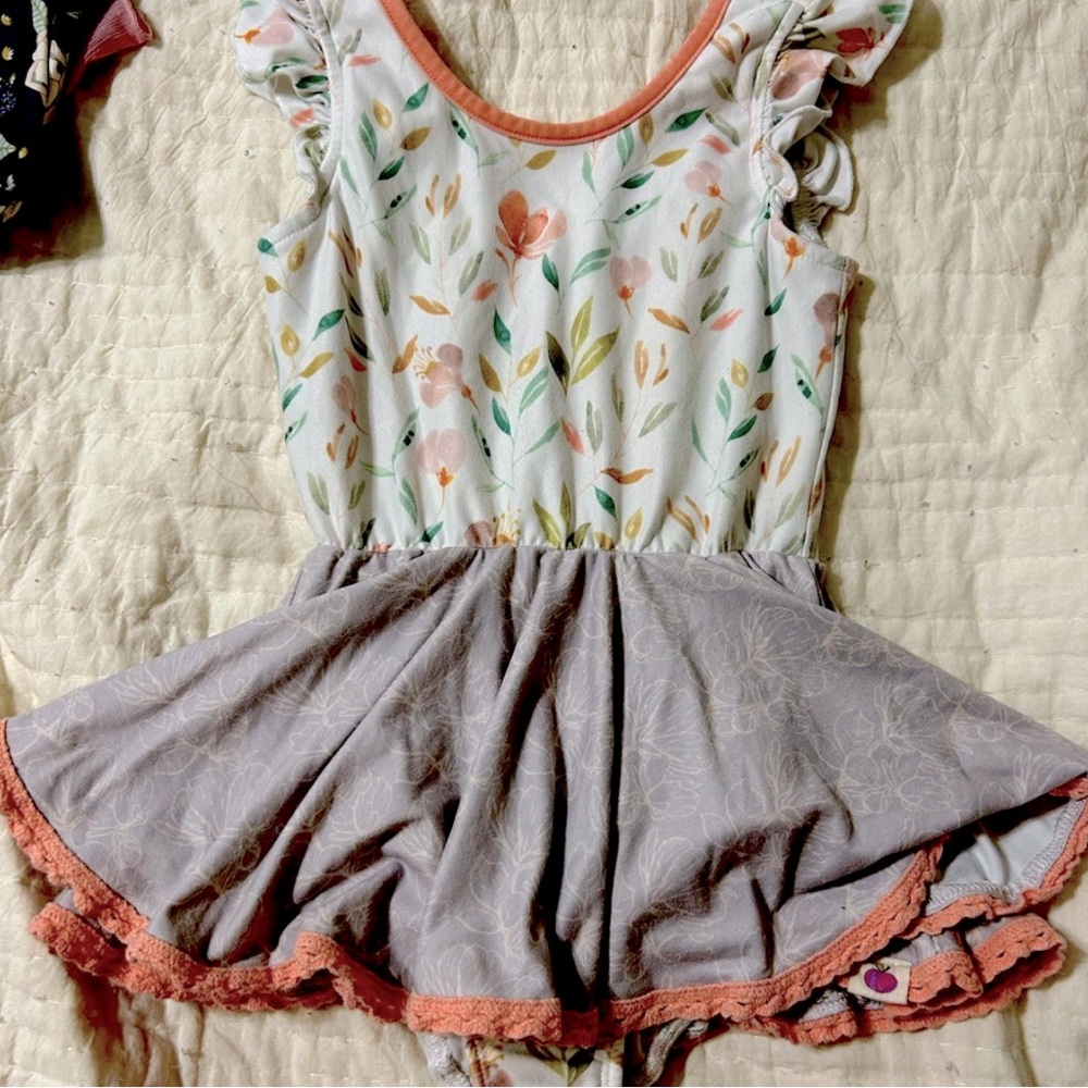 Cheeky Plum Floral and Peach Leotard